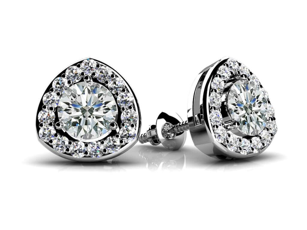 Rounded Triangular Diamond Diamond Studs with 0.30 ct. (2X0.08 ct. center diamonds) - Luxury Time NYC